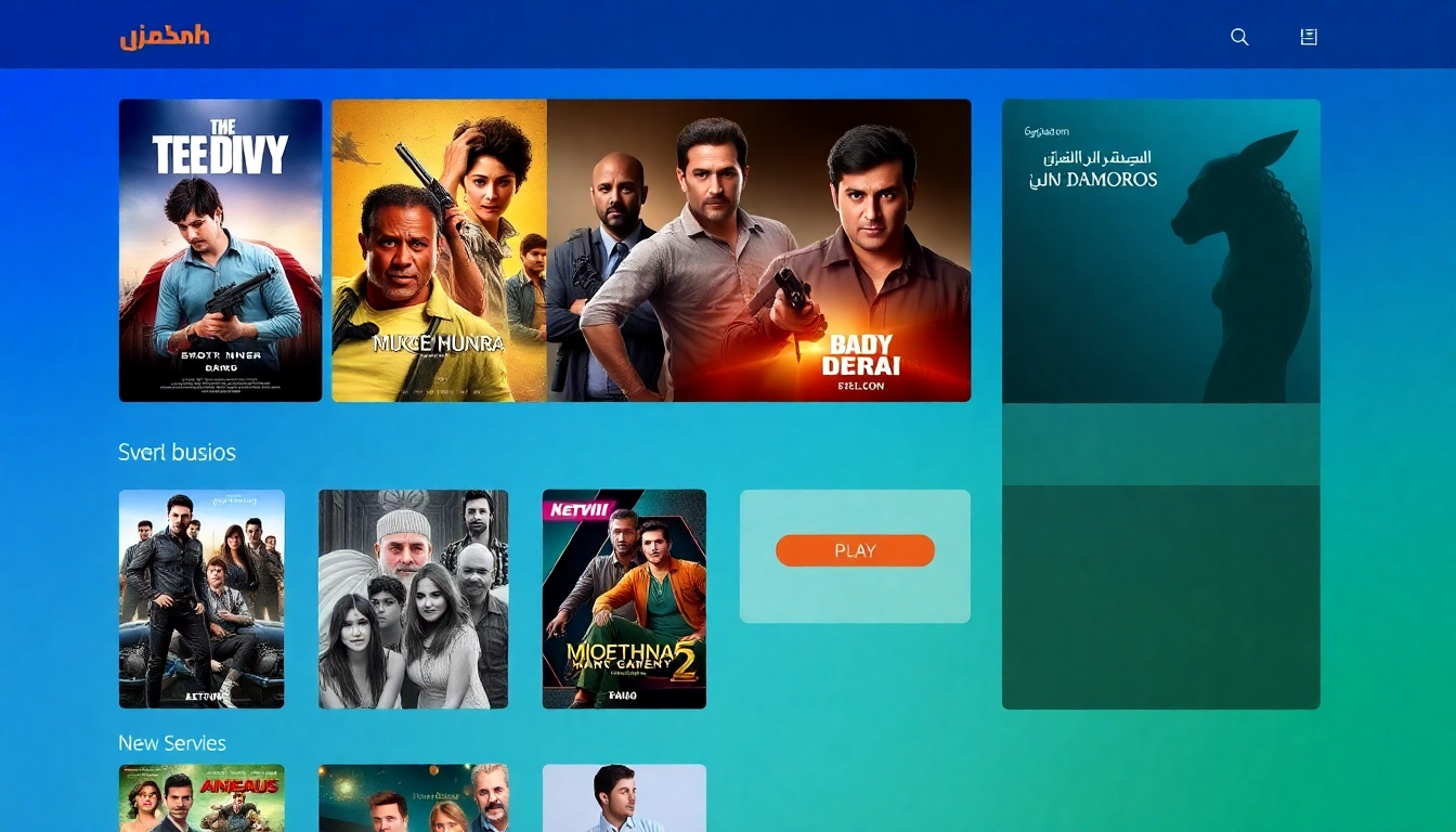 مشهد يوضح مكتبة أفلام مترجمة محاناً مع عناصر تحاكي التصفح السهل والمرن لمحتوى متنوع من الأفلام والمسلسلات الجديدة والكلاسيكية، بأسلوب جذاب وملهم للمشاهدين الراغبين في الترفيه مجانًا.